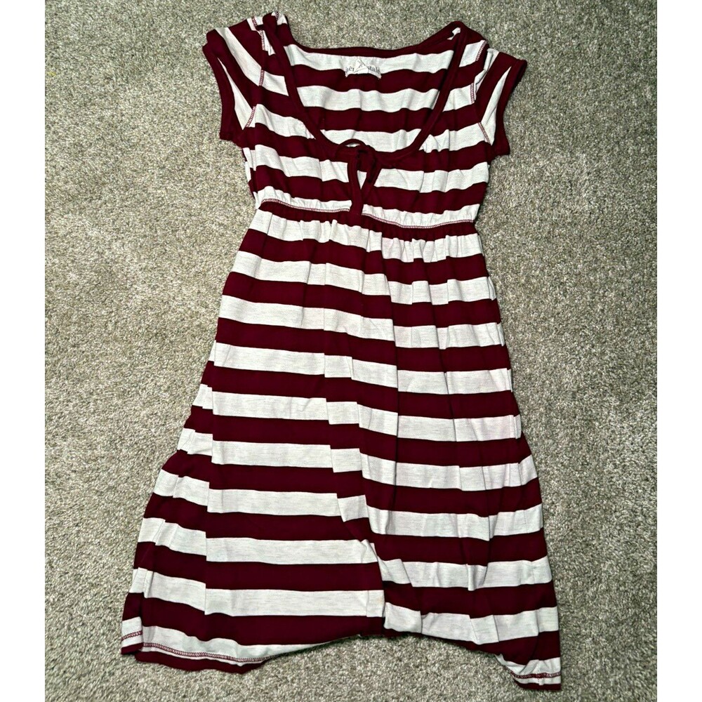 VTG Aeropostale Women's Burgundy White Striped Fit & Flare Sleeveless S Dress